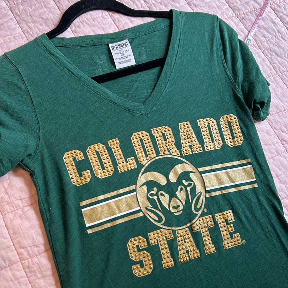 Rare Colorado State Rams PINK Victoria’s Secret Collegiate football shirt SMALL - Picture 14 of 16
